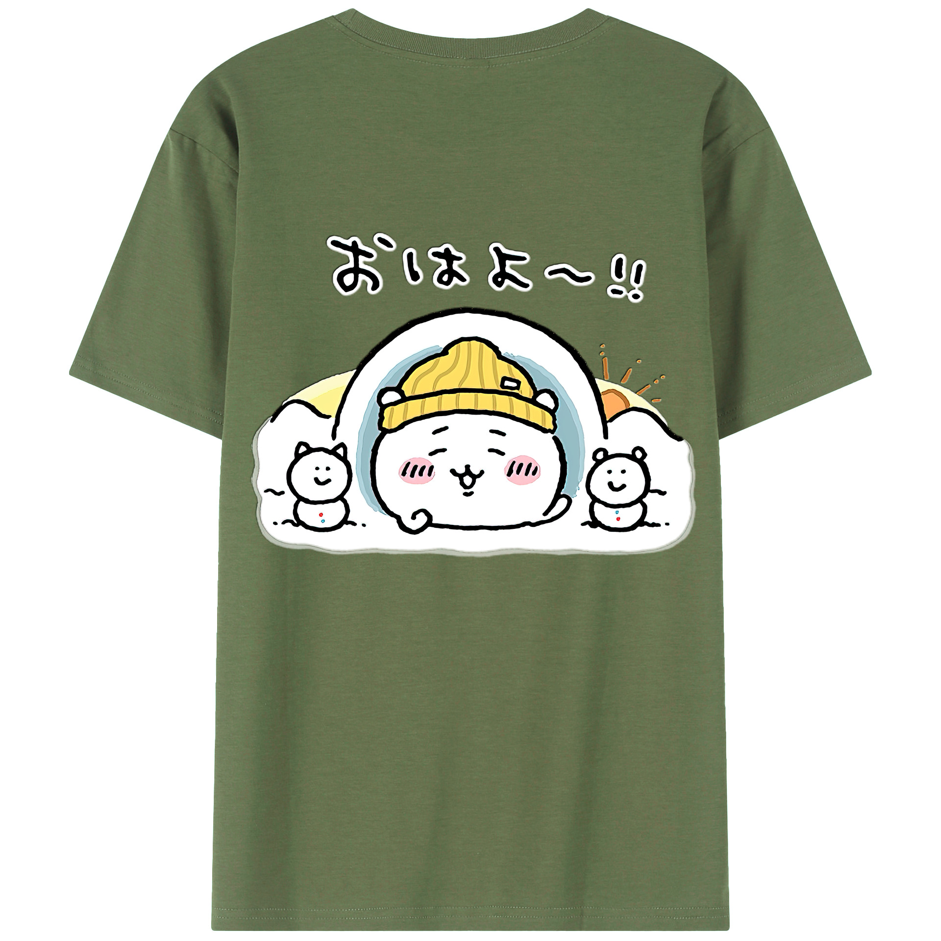 （画像用） ちいかわ ちいかわ Chii-kawa chiikawa 綿100％ メンズ半袖Tシャツ（バックプリント） 通気性
